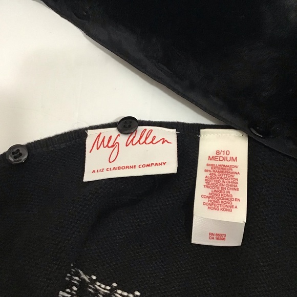 Black & White Fair Isle Zip Fur Collar Cardigan - Picture 5 of 14